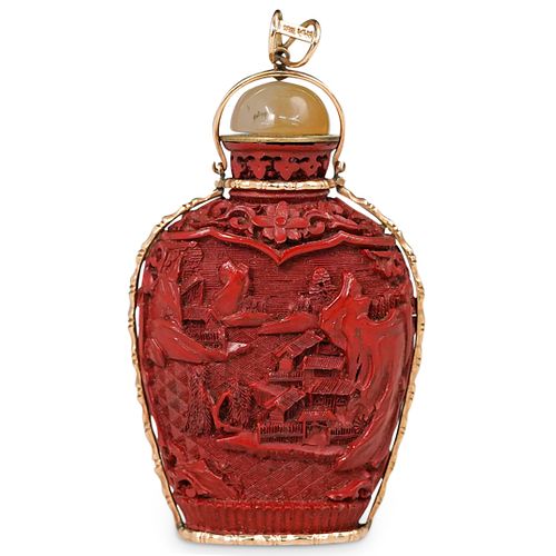 CHINESE 14K GOLD AND CARVED