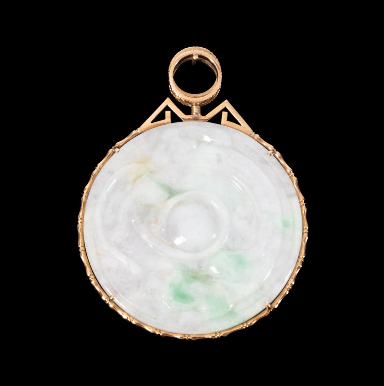 CHINESE 14K YELLOW GOLD & JADEITE