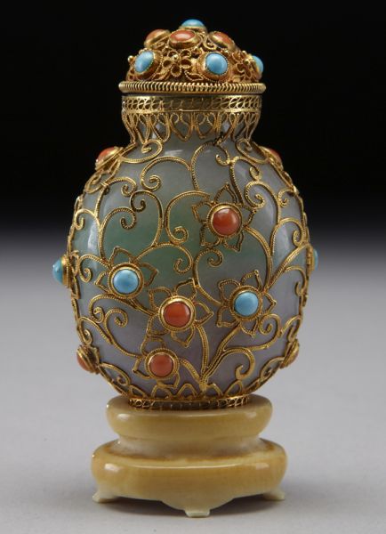 Chinese 18K gold mounted jadeite