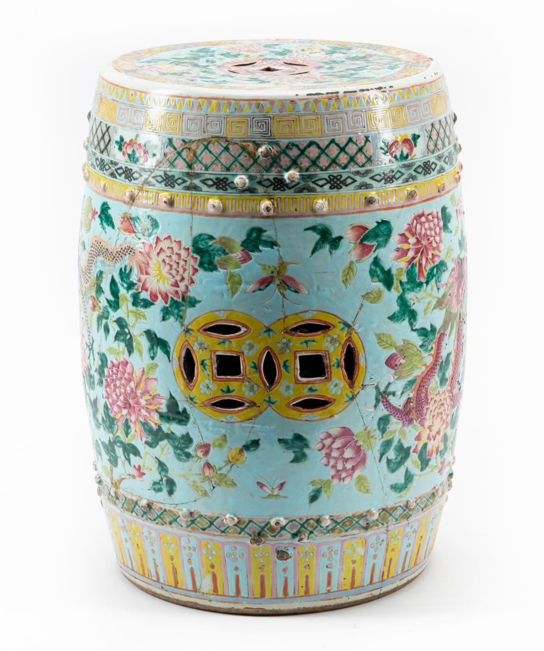 CHINESE 19TH C. FAMILLE ROSE GARDEN