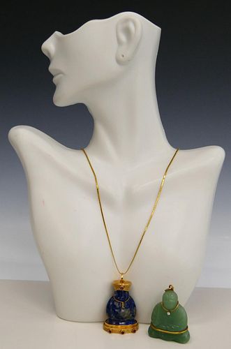 CHINESE 2 BUDDAH PENDANTS JADEITE &