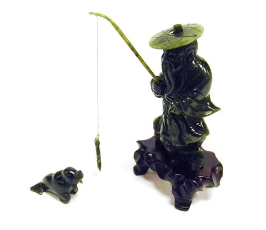 Chinese  20th C.  carved deep-green