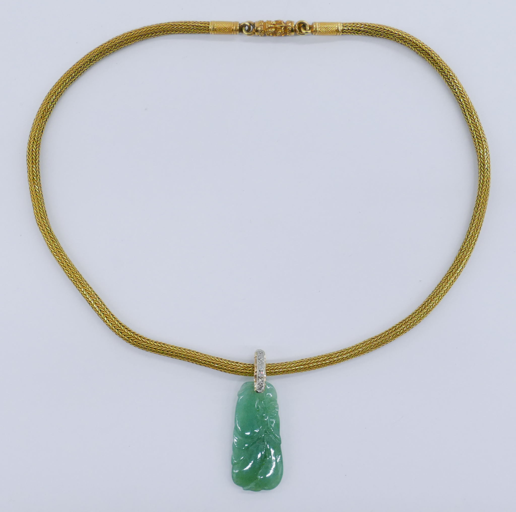 Chinese 22k Gold Necklace with Jade