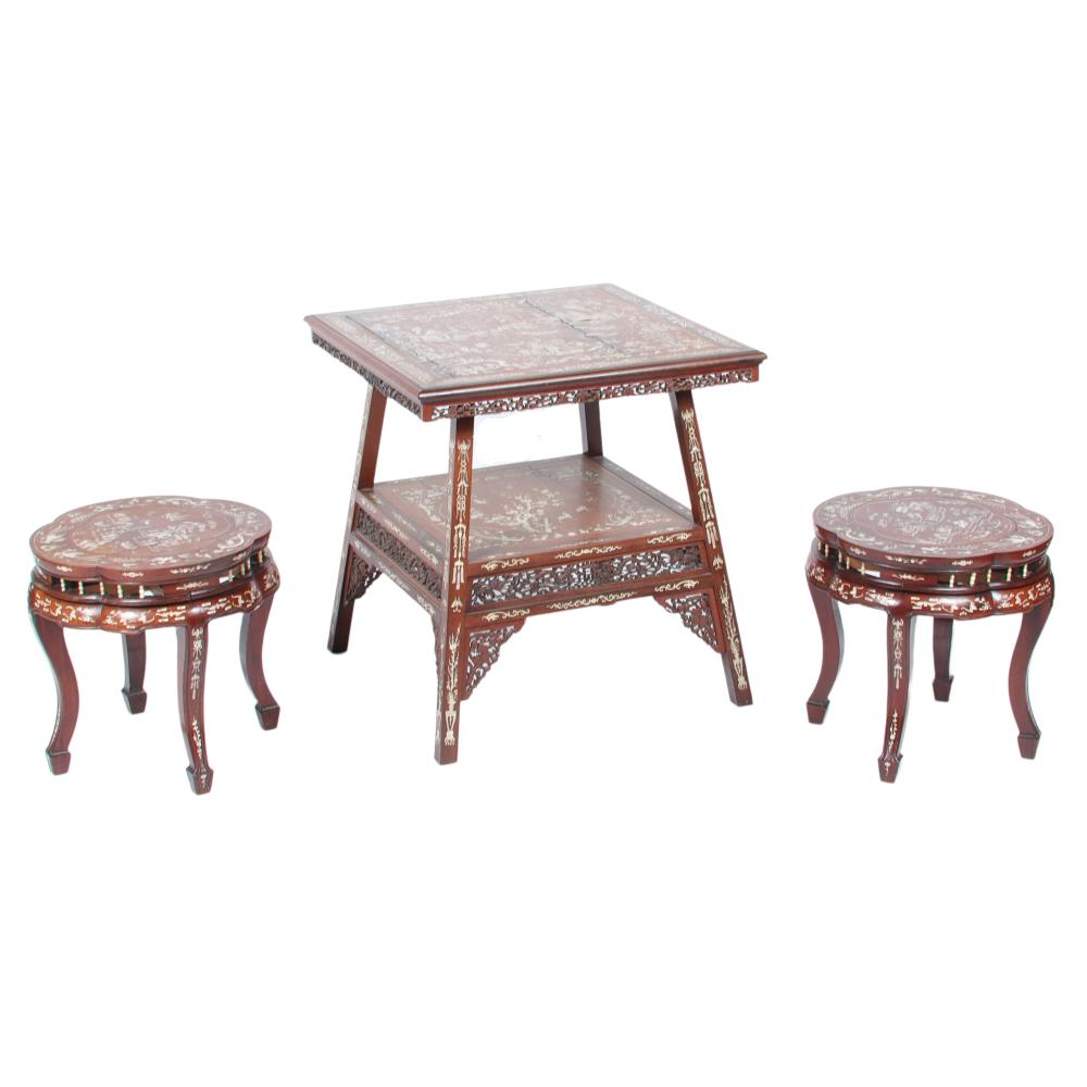 CHINESE 3PC. INLAID HARDWOOD