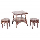 CHINESE 3PC. INLAID HARDWOOD F