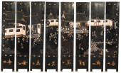 CHINESE 8 BLACK LACQUERED PANE