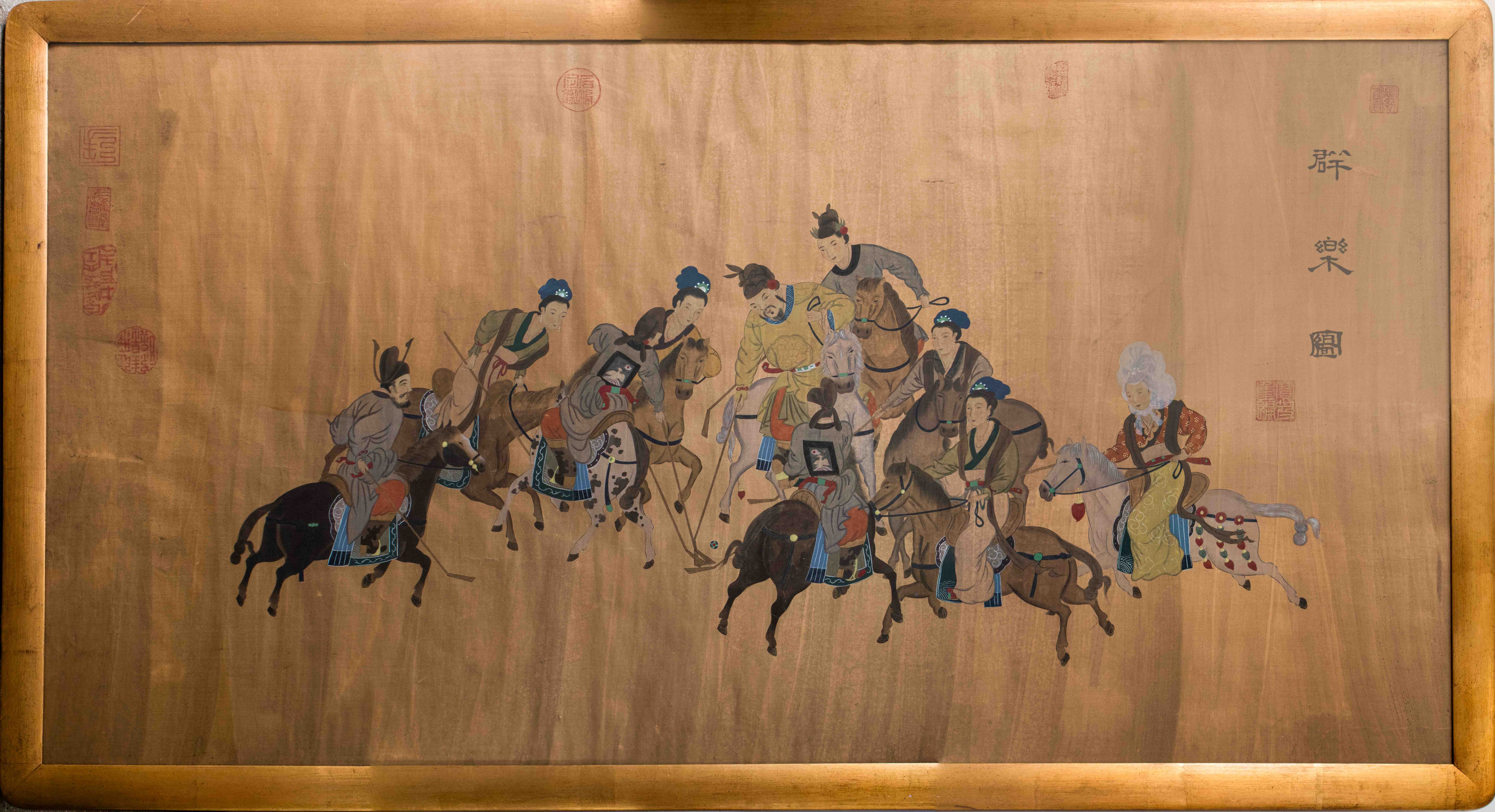 CHINESE "A GAME OF POLO" GOUACHE ON
