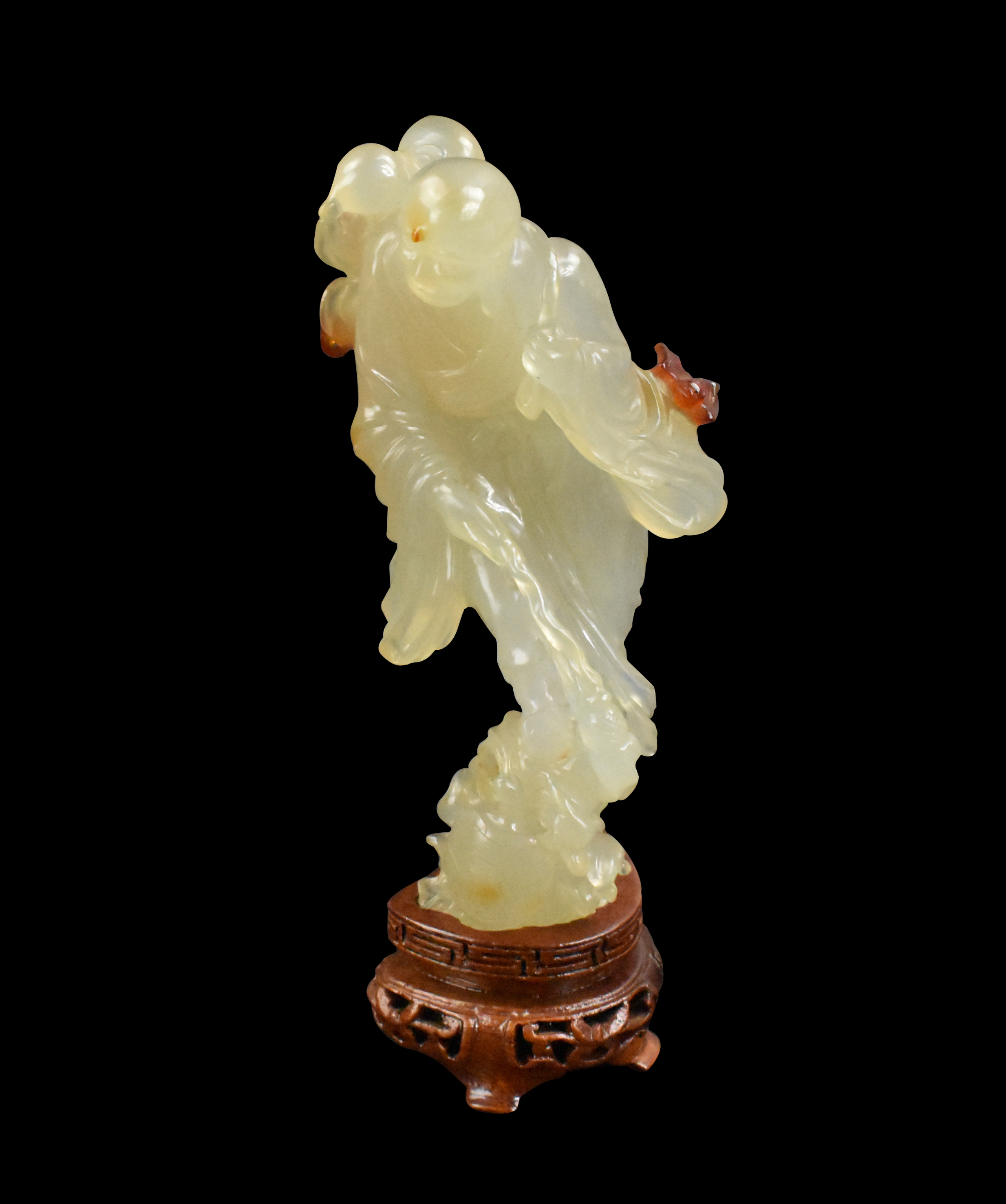 CHINESE AGATE CARVED LUOHAN FIGURE,