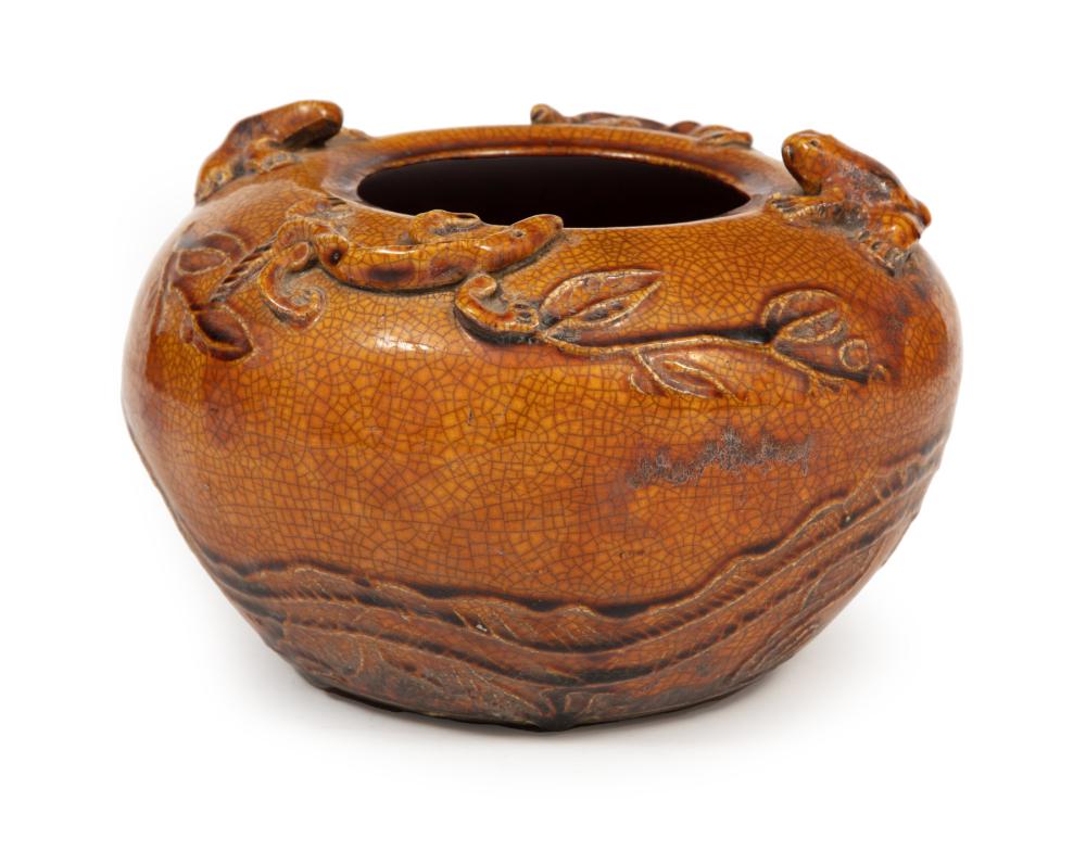 CHINESE AMBER CRACKLE GLAZED