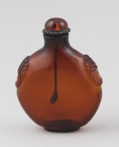 CHINESE AMBER GLASS SNUFF BOTT