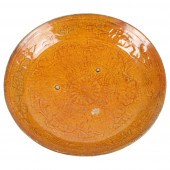 CHINESE AMBER GLAZE FLORAL REL