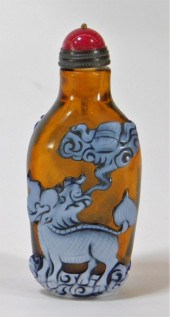 CHINESE AMBER PEKING GLASS CHI