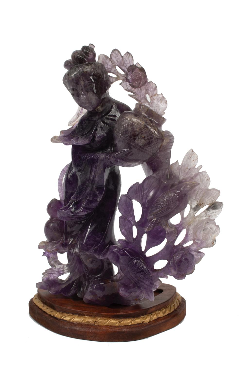 CHINESE AMETHYST FIGURE OF A