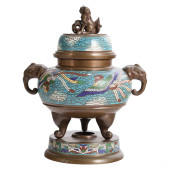 CHINESE ANTIQUE BRONZE FOO DOG