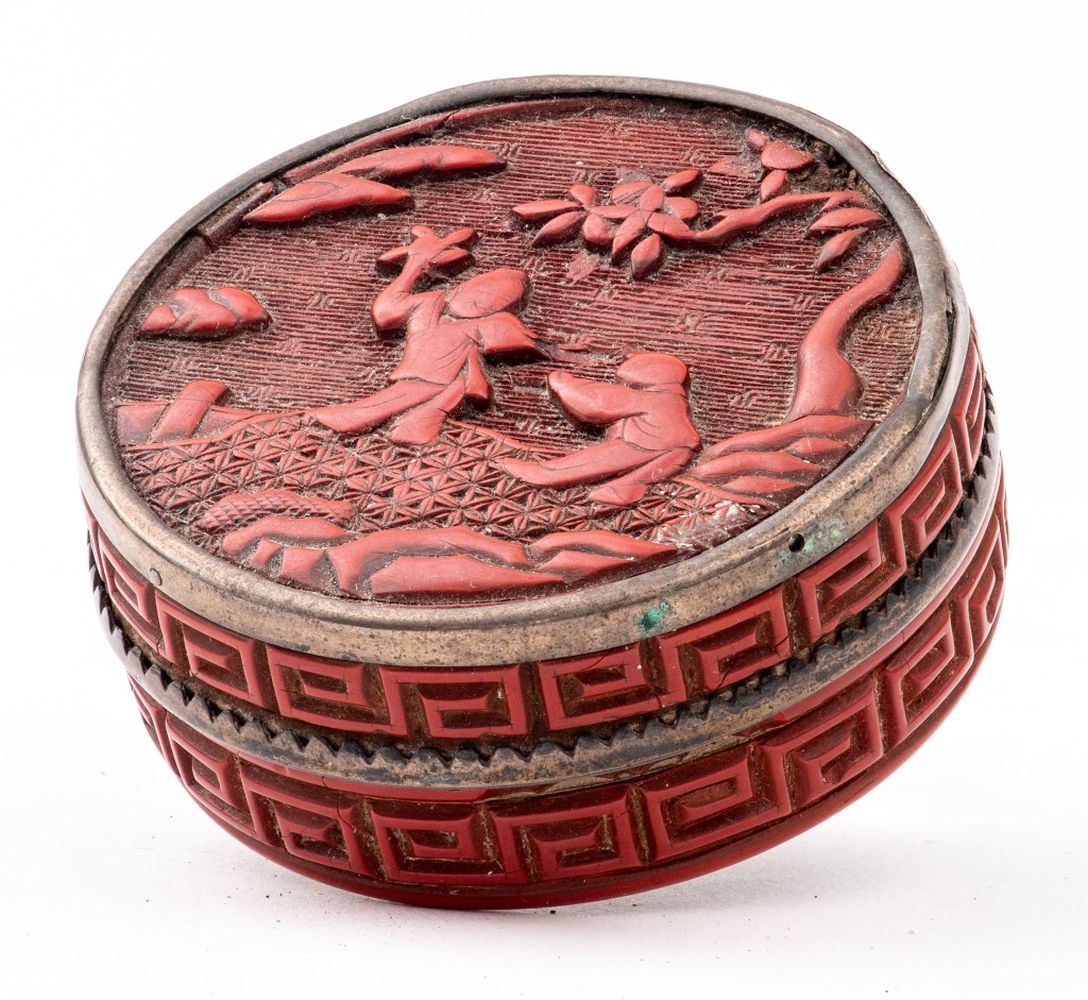 CHINESE ANTIQUE CINNABAR DECORATIVE