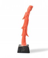 CHINESE ANTIQUE CORAL CARVED L