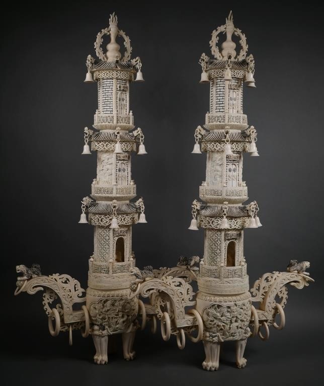CHINESE ANTIQUE IVORY PAGODA