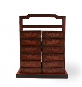 CHINESE ANTIQUE RED LACQUER MA