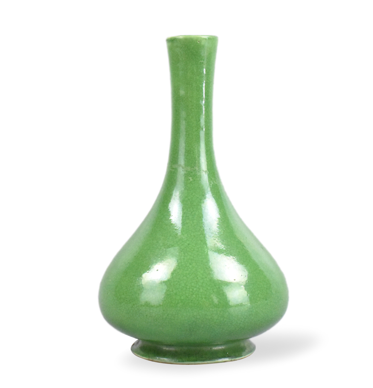 CHINESE APPLE GREEN GLAZED VASE