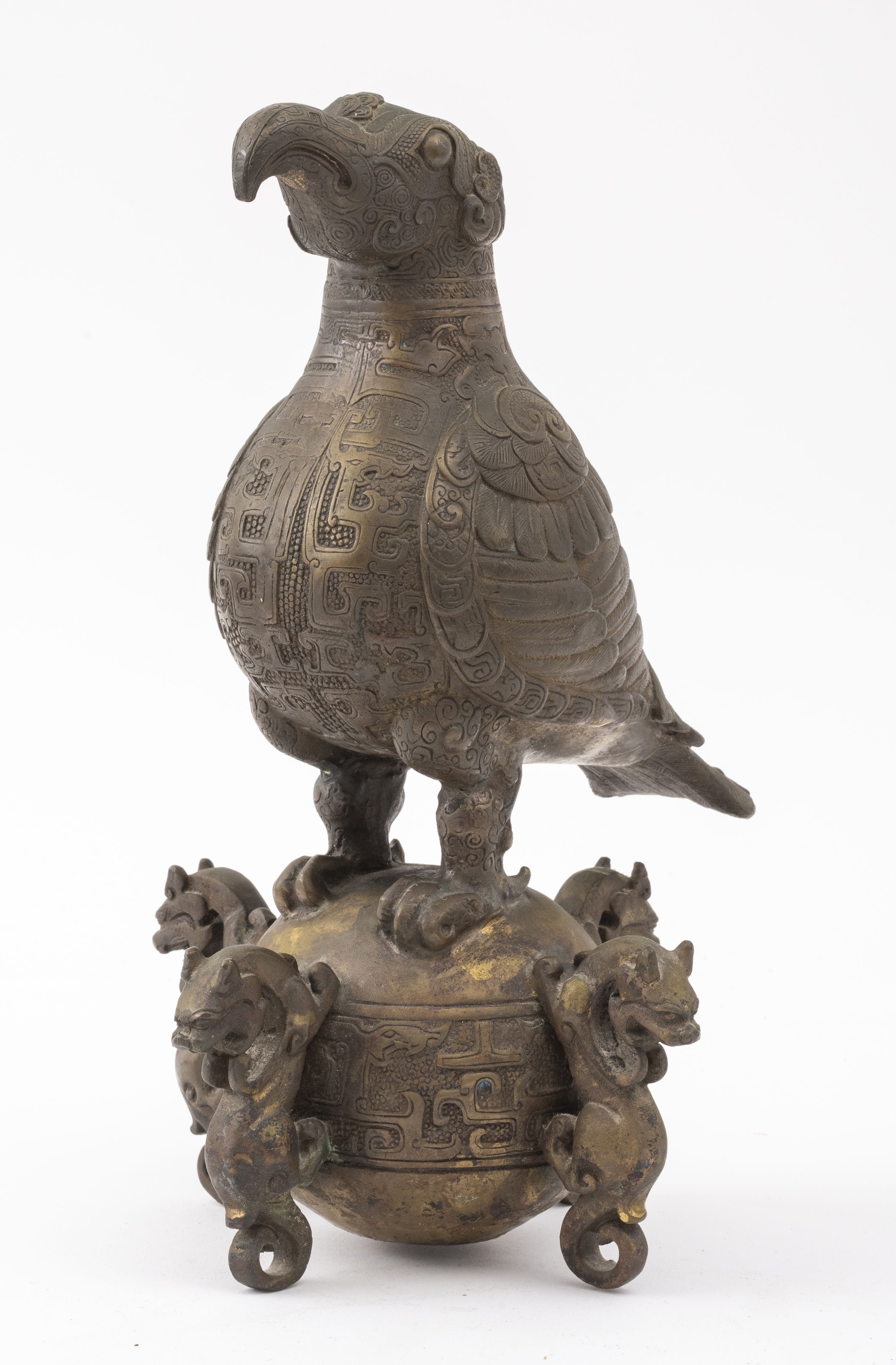 CHINESE ARCHAISTIC BRONZE BIRD ON