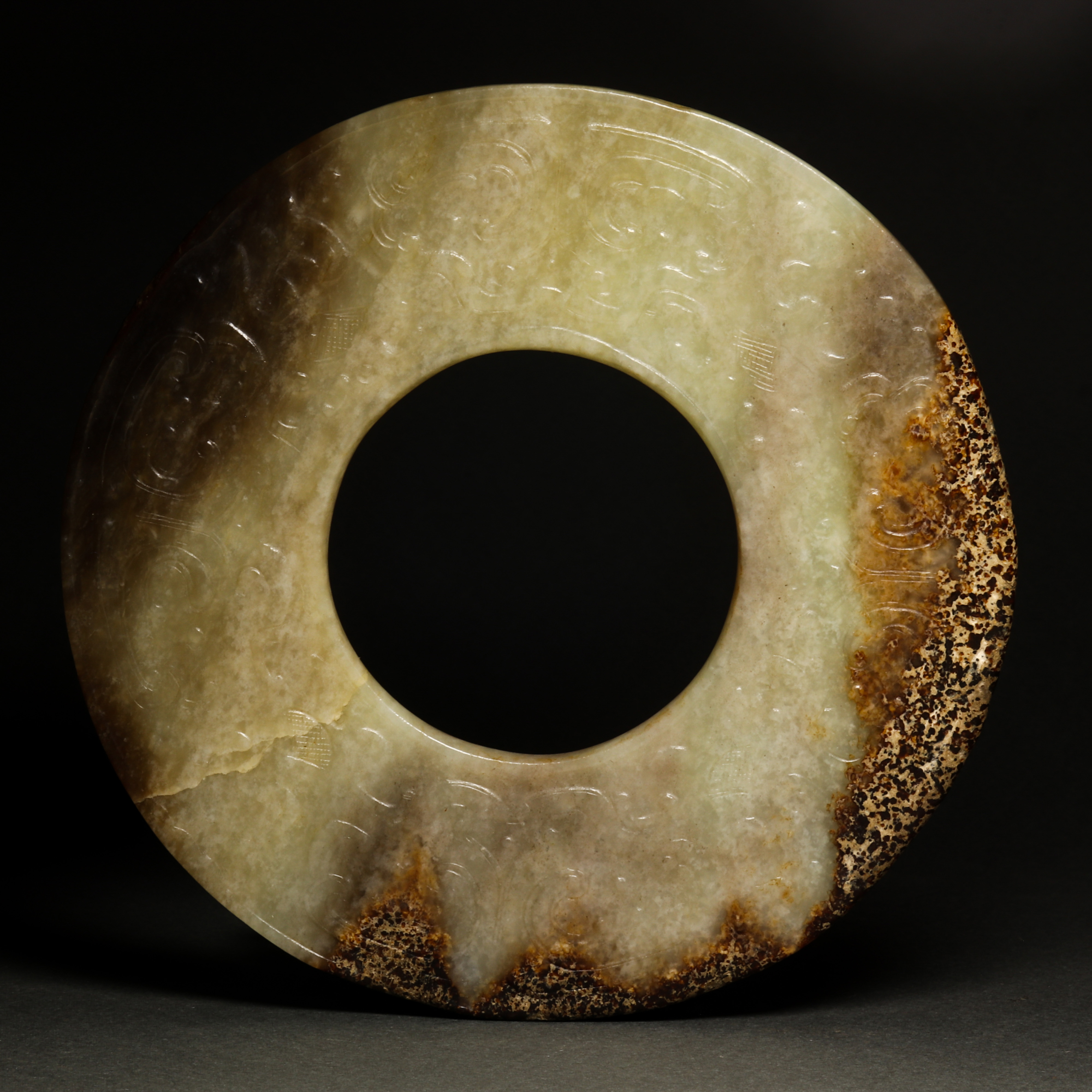 CHINESE ARCHAISTIC JADE BI DISC