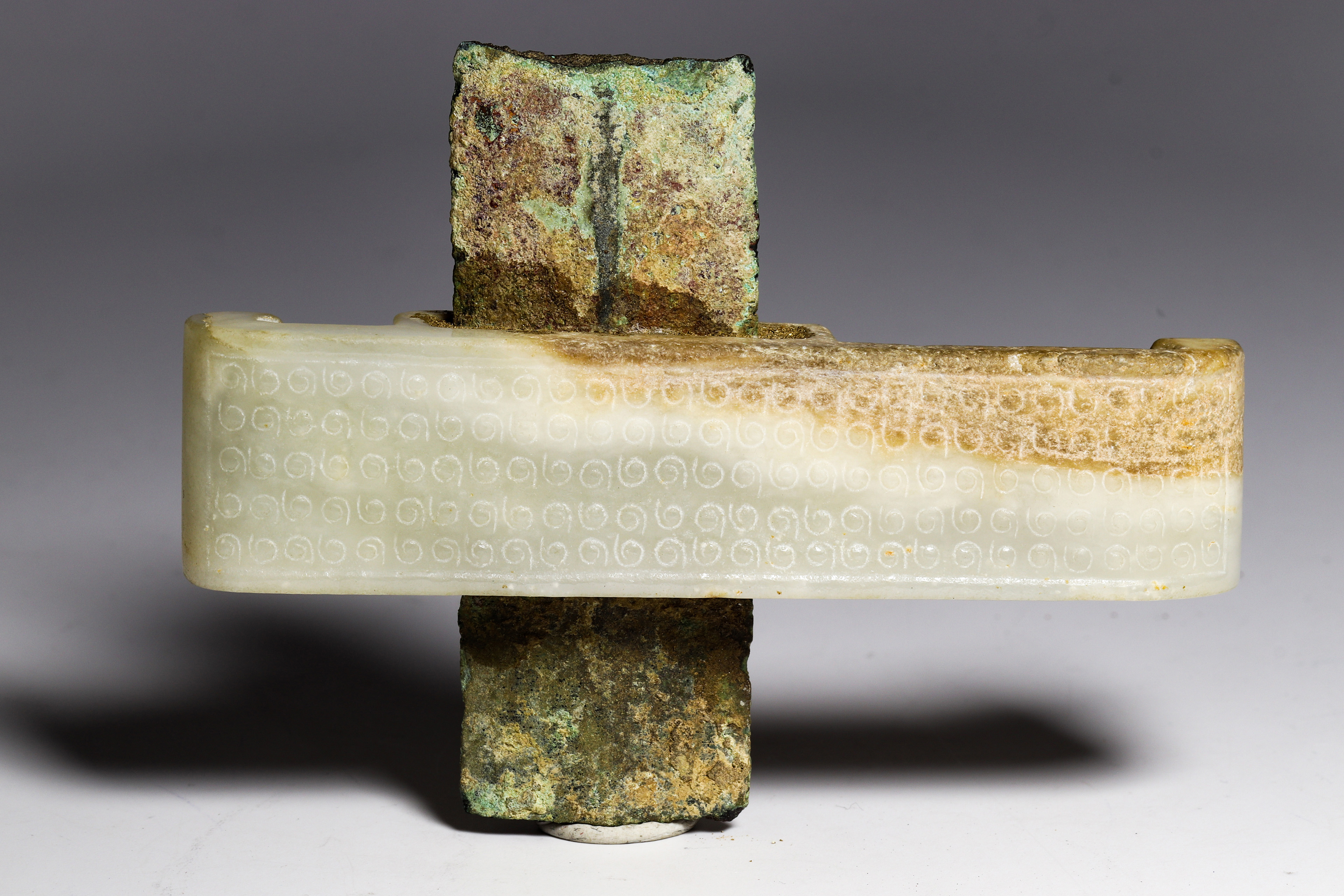 CHINESE ARCHAISTIC JADE SWORD SLIDE