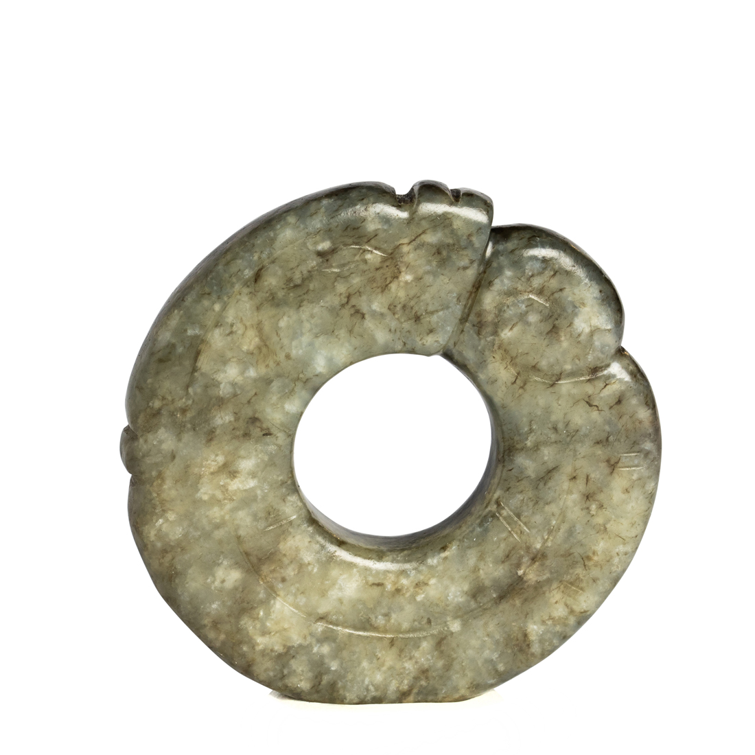 CHINESE ARCHAISTIC MOTTLED JADE