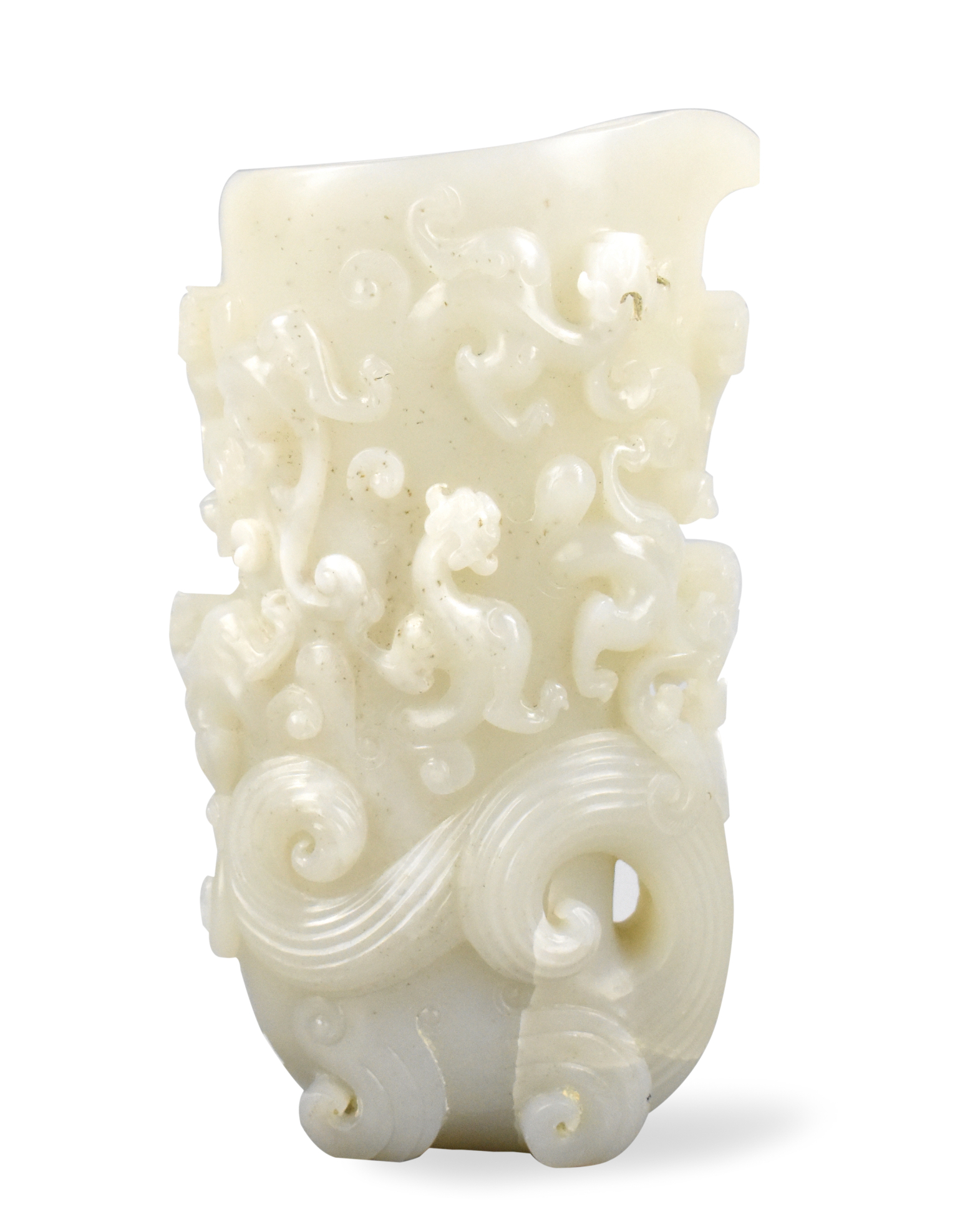 CHINESE ARCHAISTIC WHITE JADE