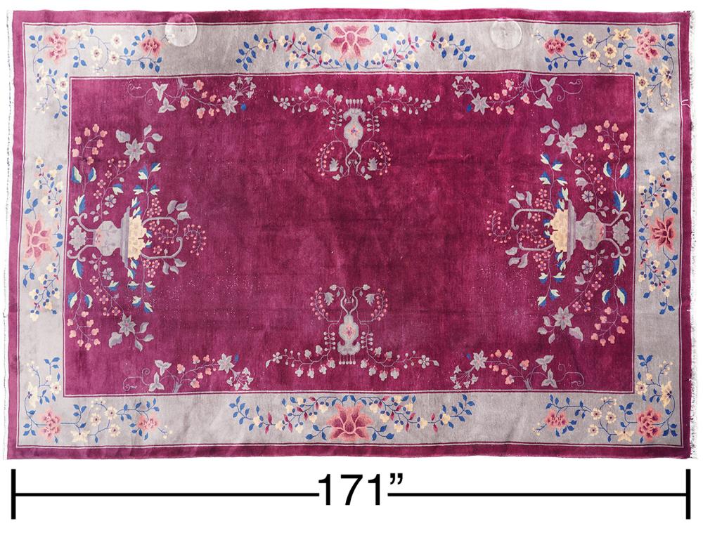CHINESE ART DECO NICHOLS WOOL RUG /