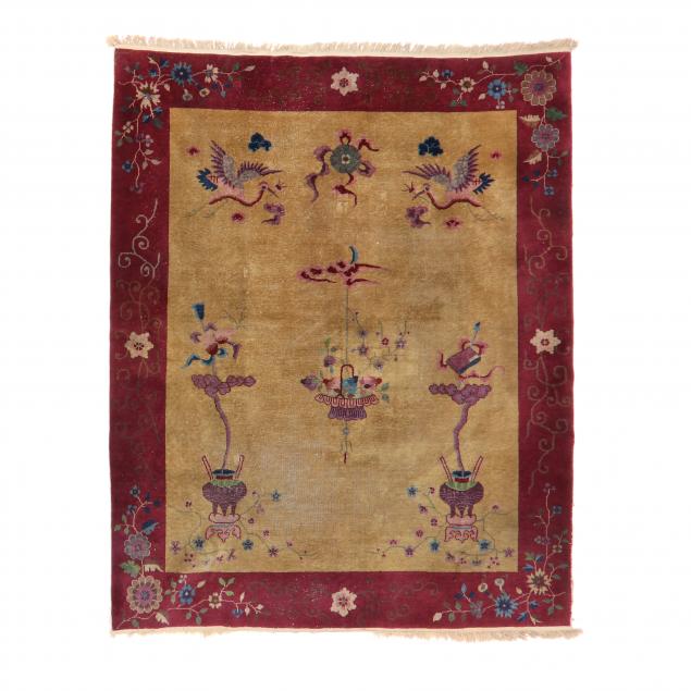 CHINESE ART DECO RUG Gold field