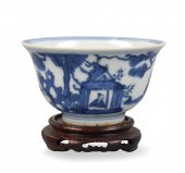 CHINESE B & W FIGURAL CUP & ST