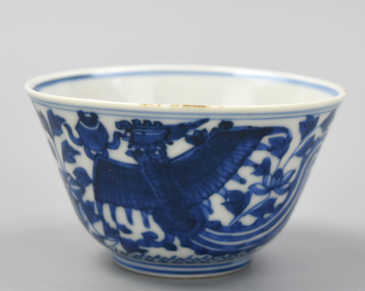 CHINESE B & W PHOENIX BOWL W/