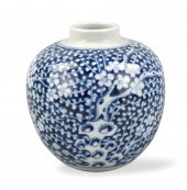 CHINESE B & W PLUM BLOSSOM JAR