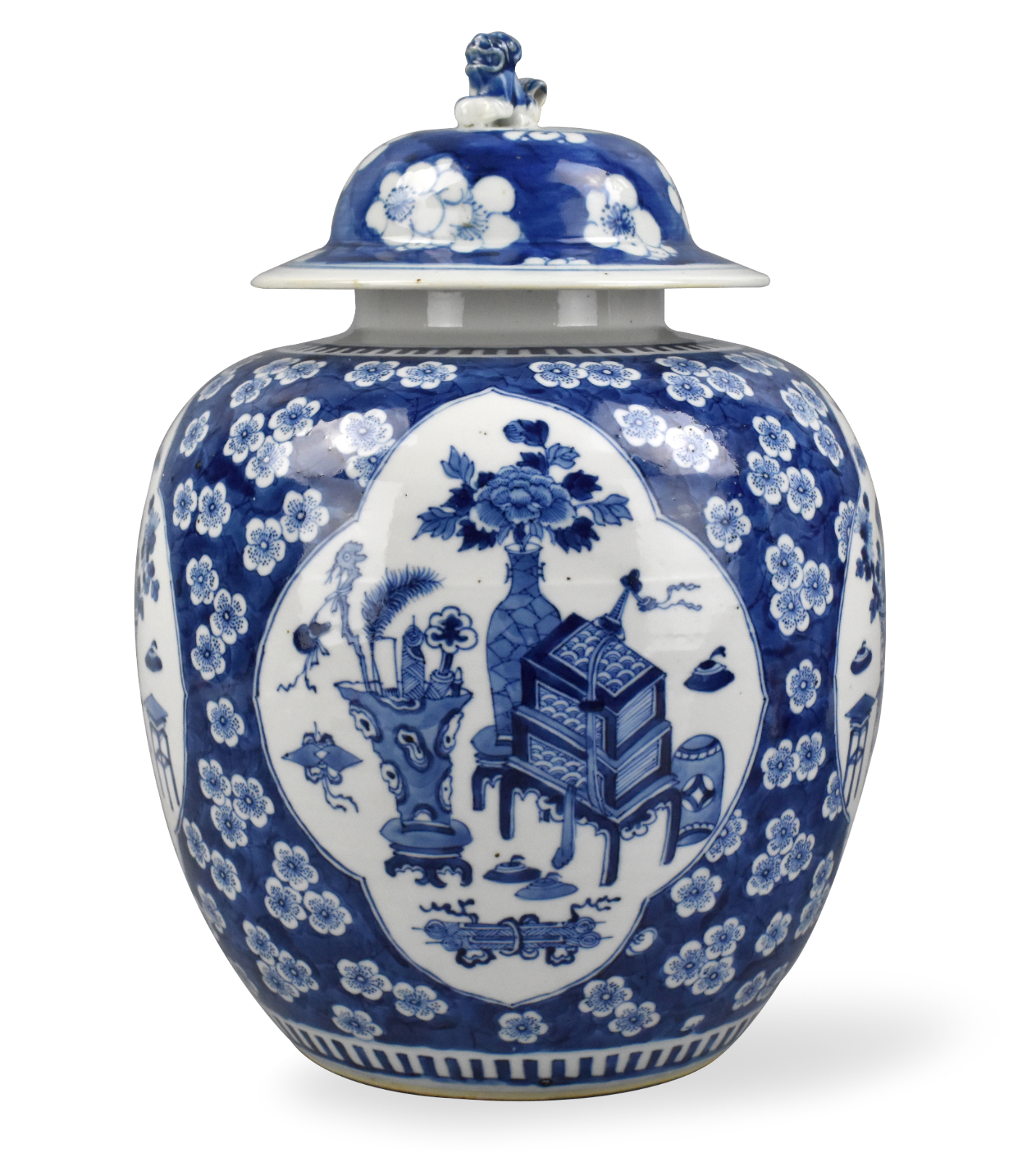 CHINESE B & W PRUNUS JAR W/