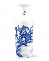 CHINESE B & W ROULEAU VASE W/