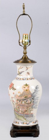 CHINESE BALUSTER VASE WITH FLO