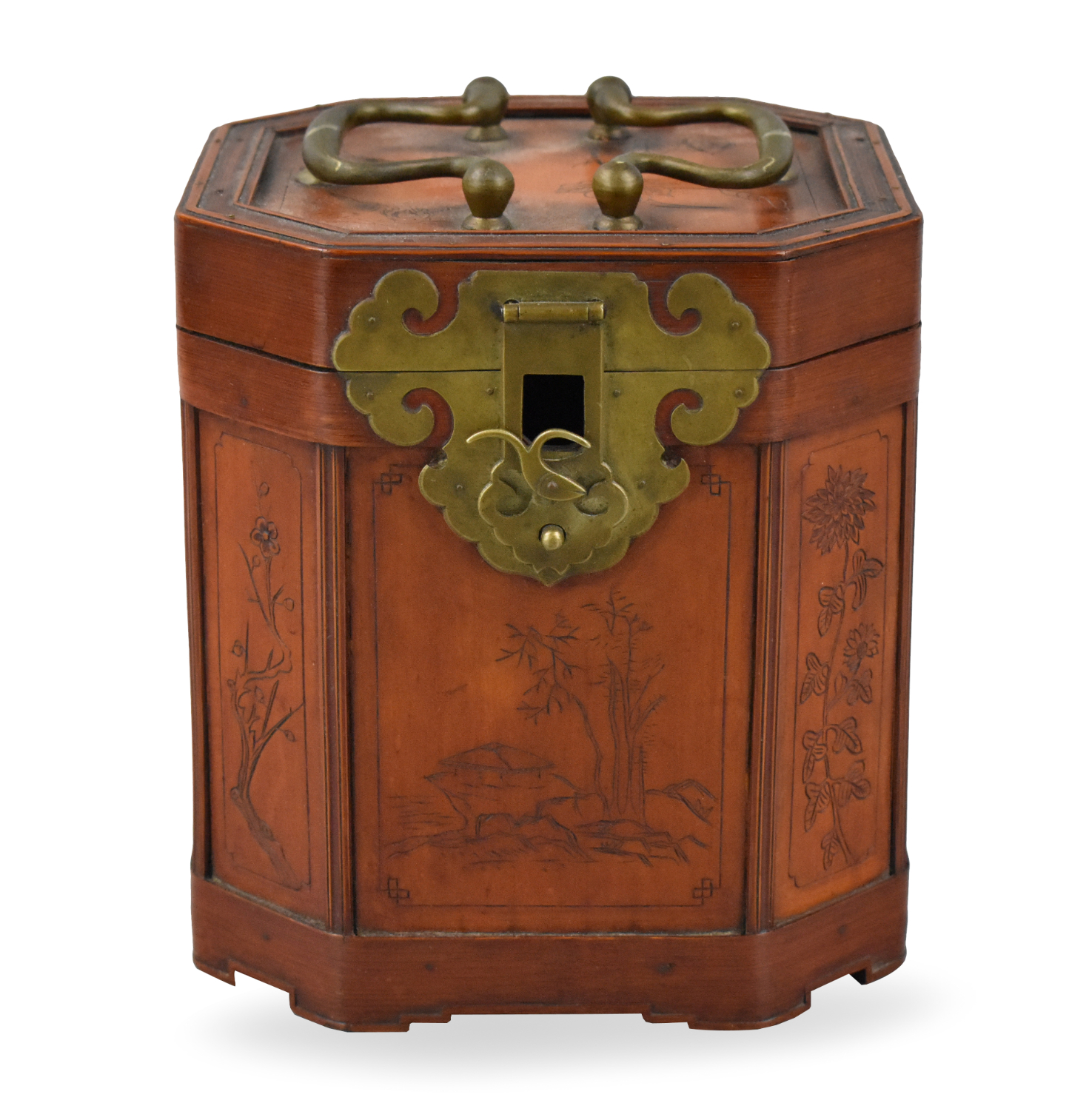 CHINESE BAMBOO CARVED COVERED