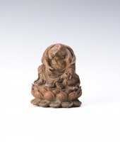 CHINESE BAMBOO CARVED LUOHAN C