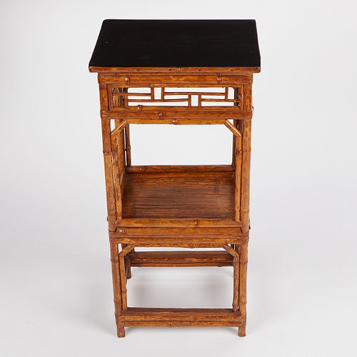 CHINESE BAMBOO LACQUER 2-TIERED