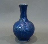 CHINESE BAMBOO MOLDED BLUE GLA