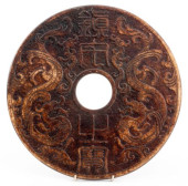 CHINESE BI DISC IN RUSSET JADE