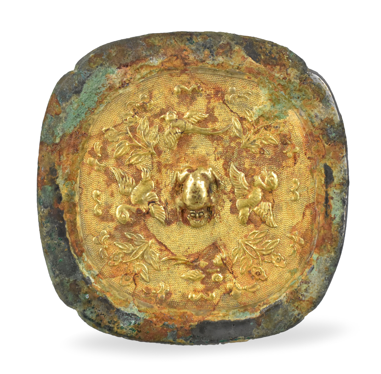 CHINESE BILT BRONZE MIRROR W/