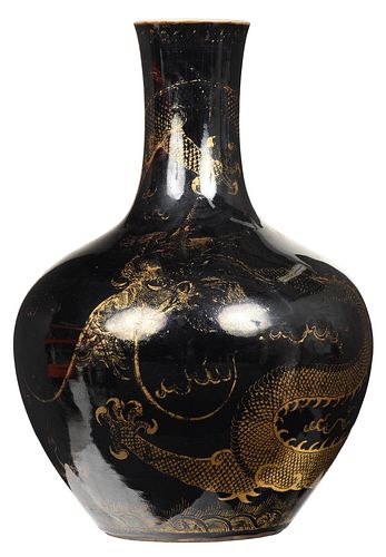 CHINESE BLACK AND GILT 'DRAGON'