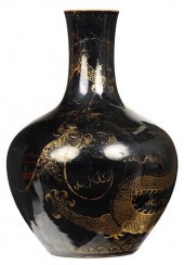 CHINESE BLACK AND GILT 'DRAGON