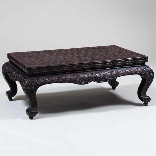 CHINESE BLACK AND RED CARVED