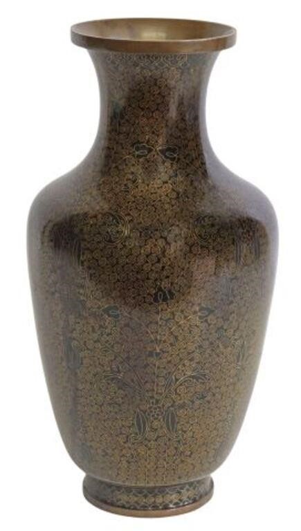 CHINESE BLACK CLOISONNE ENAMEL