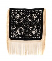 CHINESE BLACK & CREAM SILK EMB