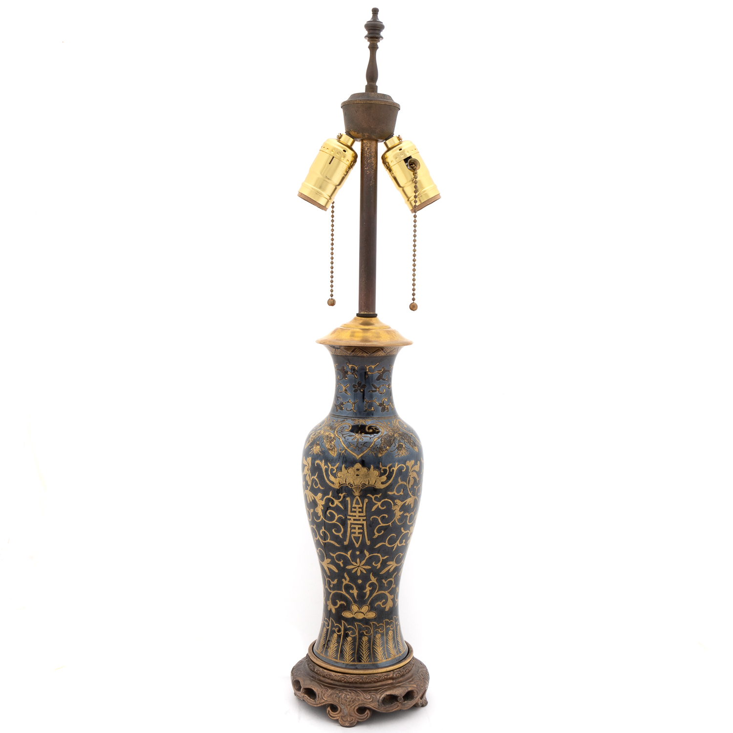 CHINESE BLACK GLAZE & GILT