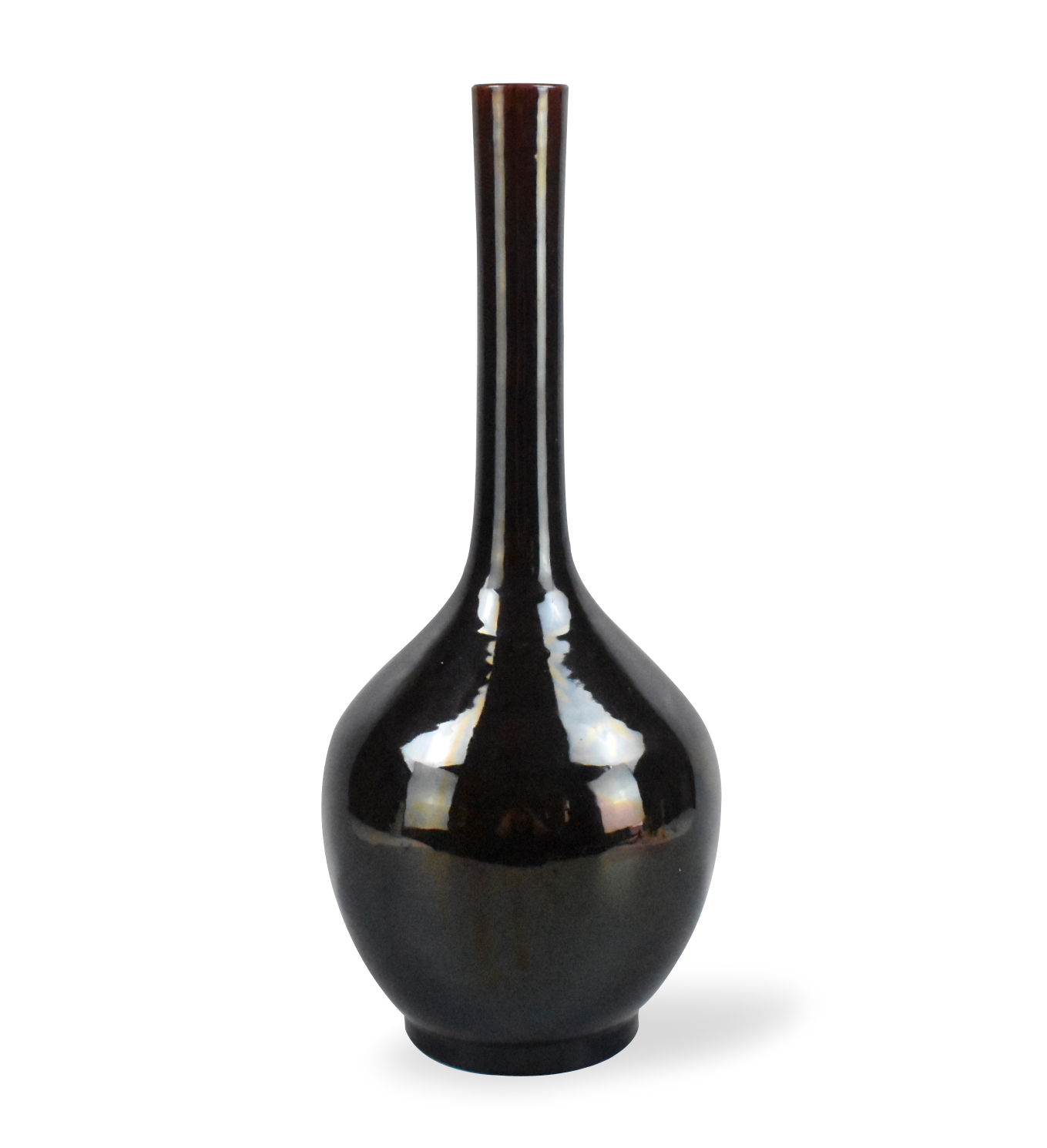 CHINESE BLACK GLAZED LONG NECK