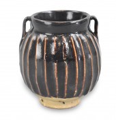 CHINESE BLACK GLAZED"RIBBED" J